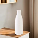 Ceramic 25cm Cylindrical & Ribbed Design White Vase1