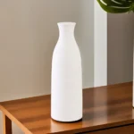 Ceramic 30cm Cylindrical & Ribbed Design White Vase1