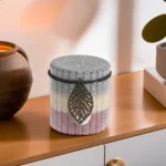 Circular 6.5x7.5cm Three Tier Japanese Plum Bloom Scented Candle With Wooden Pendant1