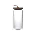 Glass 1050ml Transparent Jar With Wooden Lid