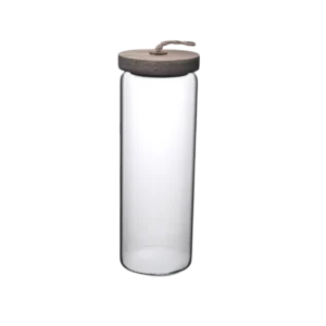 Glass 1300ml Transparent Jar With Wooden Lid