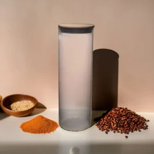 Glass 2L Round Transparent Jar with Wooden Lid1