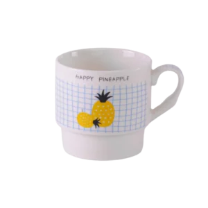 Happy Pineapple Squares Pattern 320ml Mug