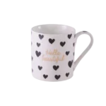 Hello Beautiful 400ml Black Hearts Mug