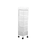 Metalic 28x34x92cm Five Tier White Rotating Storage Stand