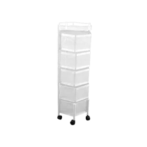 Metalic 28x34x92cm Five Tier White Rotating Storage Stand