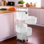 Metalic 28x34x92cm Five Tier White Rotating Storage Stand1