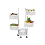 Metalic 30x30x85cm Five Tier White Circular Rotating Storage Stand2