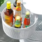 Metalic 30x30x85cm Five Tier White Circular Rotating Storage Stand3