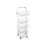 Metalic 34x33x113cm Five Tier White Basket Stand