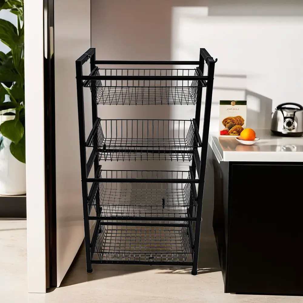 Metalic-50x32x97cm-Four-Tier-Black-Storage-Stand1