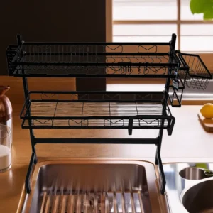 Metalic 72x26x80cm Two Tier Black Heavy And Big Dish Rack1