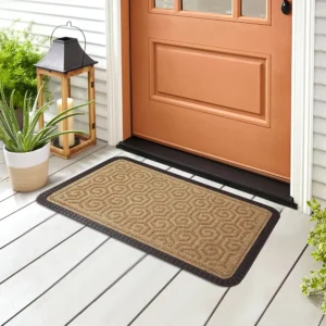 Rectangular 75x45cm Beige Patterned with Rubber Straw Doormat1