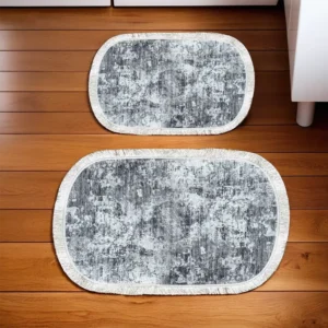 Roselei 2Pcs Lines Design Oval Carpet Set1