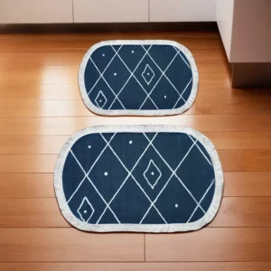 Roselei 2Pcs Navy Blue Oval Carpet Set1