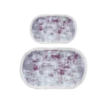 Roselei 2pcs Purple & Grey Oval Carpet Set