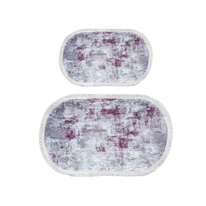 Roselei 2pcs Purple & Grey Oval Carpet Set