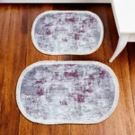 Roselei 2pcs Purple & Grey Oval Carpet Set1