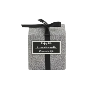 Squared 7cm Grey Scented Candle With Ribbon