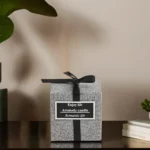 Squared 7cm Grey Scented Candle With Ribbon1