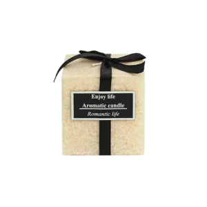 Squared 7cm Offwhite Scented Candle with Ribbon