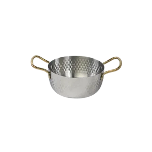 Stainless 16cm Silver Pot With Golden Handles