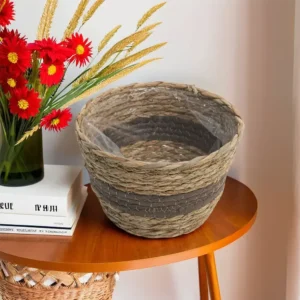 Straw 12x18cm Brown & Beige Basket1