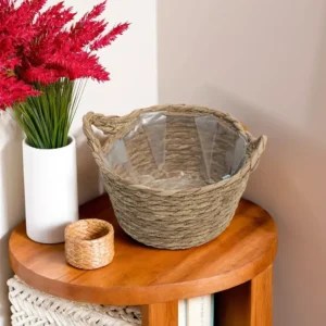 Straw 12x22cm Straw Basket with Handles1