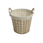 Straw 32x30cm Beige Net Pattern Basket with Handles