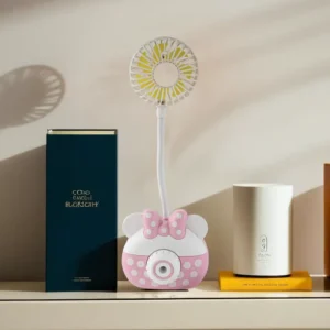 USB Pink & White Fan with Light1