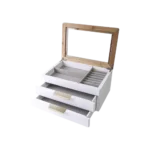 Wooden 26x18x12cm White 3 Sections Accessories Organizer3