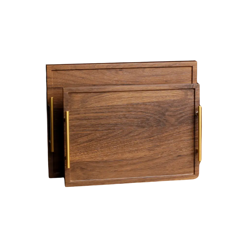 Wooden-2Pcs-Brown-Rectangular-Trays-Set