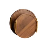 Wooden 2Pcs Brown Round Trays Set