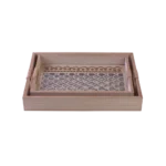 Wooden 2Pcs Moroccan Trellis Pattern Trays Set