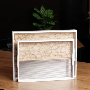 Wooden 2Pcs Starburst Pattern Trays Set1