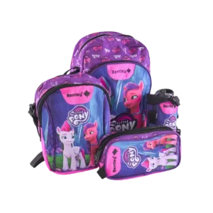 Bentley 4pcs Little Pony Purple 2 Zippers Backpack Set