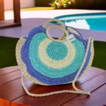 Blue Eye Design Round Summer Bag With Handles1