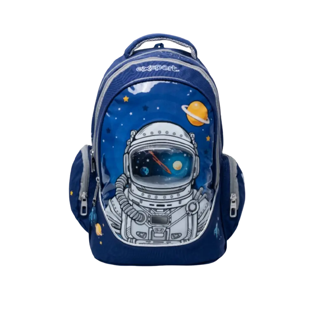 Exsport-2425331-Space-Design-Navy-blue-Large-3-Zippers-Backpack