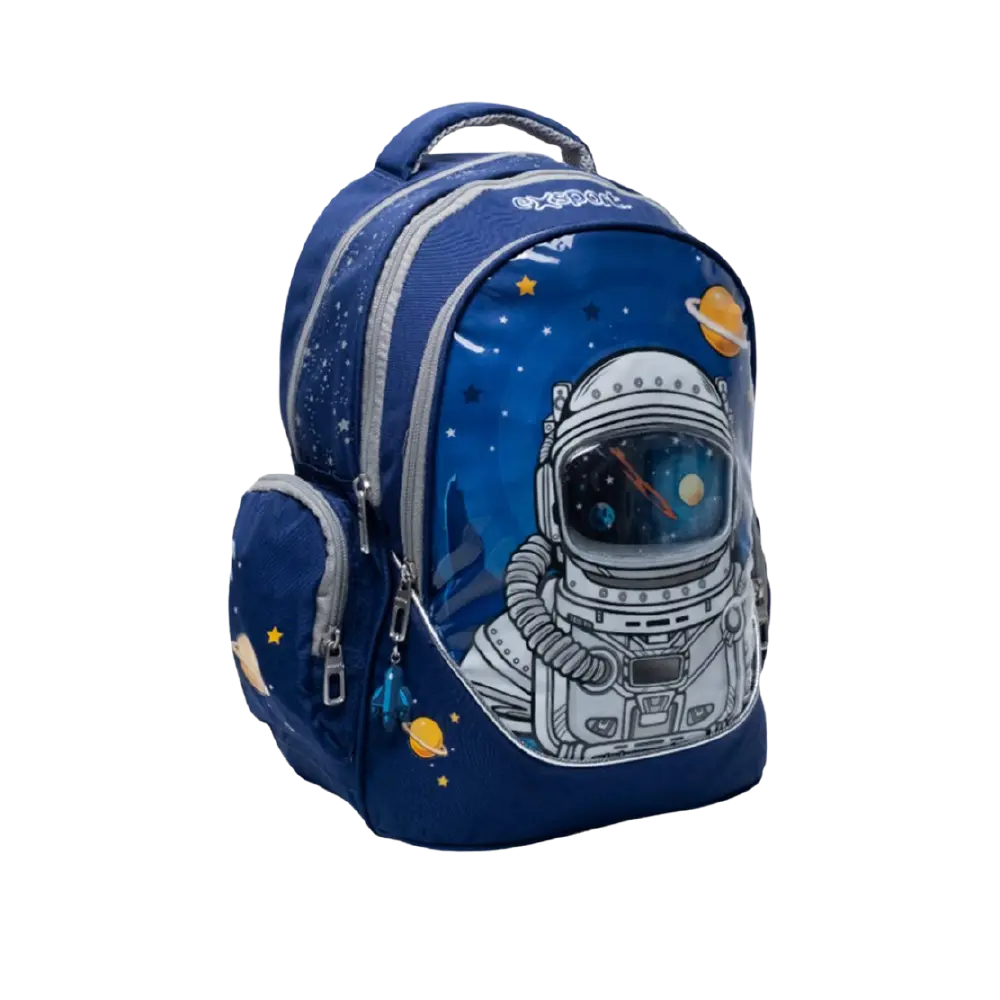 Exsport-2425331-Space-Design-Navy-blue-Large-3-Zippers-Backpack1