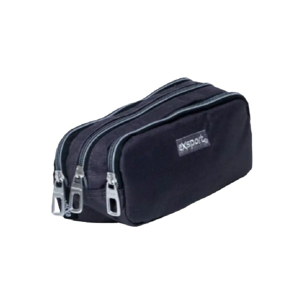 Exsport 2425511 charcoal 3 zippers pencil case