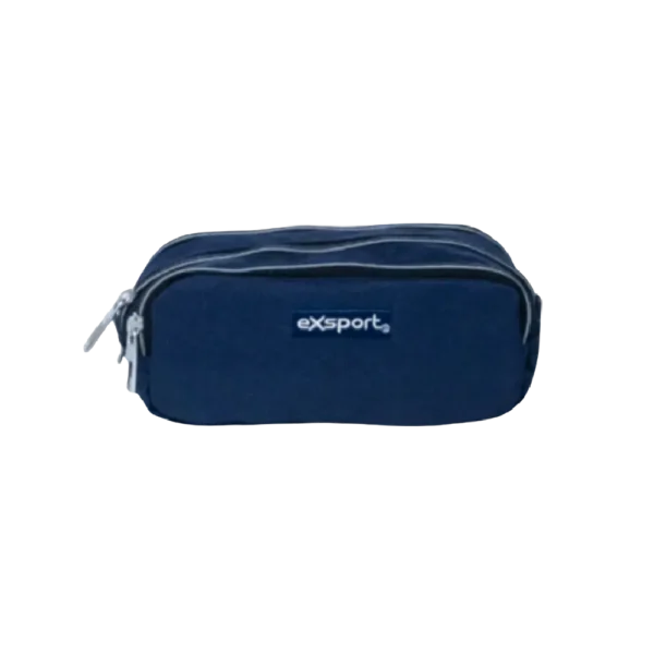 Exsport 2425511 navy blue 3 zippers pencil case