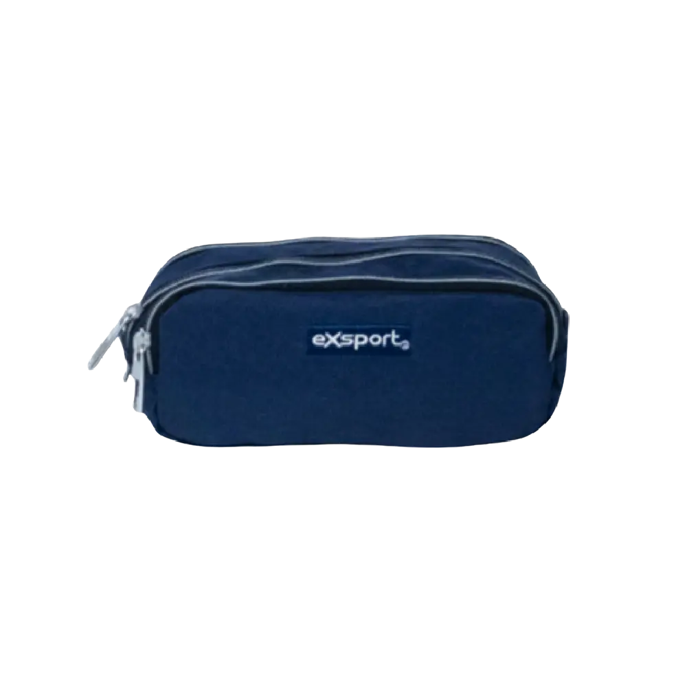 Exsport 2425511 navy blue 3 zippers pencil case