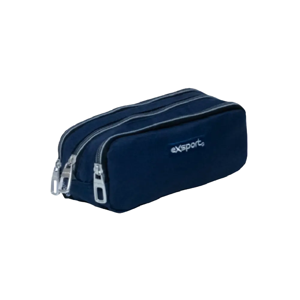 Exsport 2425511 navy blue 3 zippers pencil case1