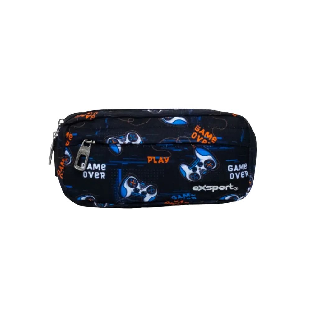 Exsport-2425916-Gaming-Design-2-Zippers-Blue-Pencil-Case