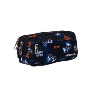 Exsport 2425916 Gaming Design 2 Zippers Blue Pencil Case1