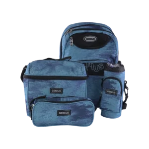 Genius 4pcs Blue & Navy 5 Zippers Backpack Set