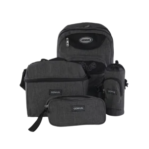 Genius 4pcs Dark Grey 5 Zippers Backpack Set