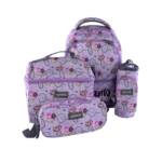 Genius 40cm Floral Design Purple 5 Zippers Backpack Set