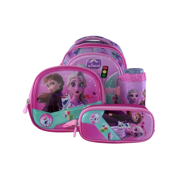 Genius 4pcs Frozen & Elsa Design Fuchsia Backpack Set