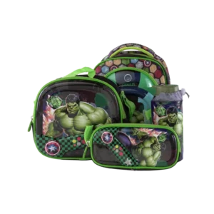 Genius 4pcs Hulk Design Black & Green Backpack Set